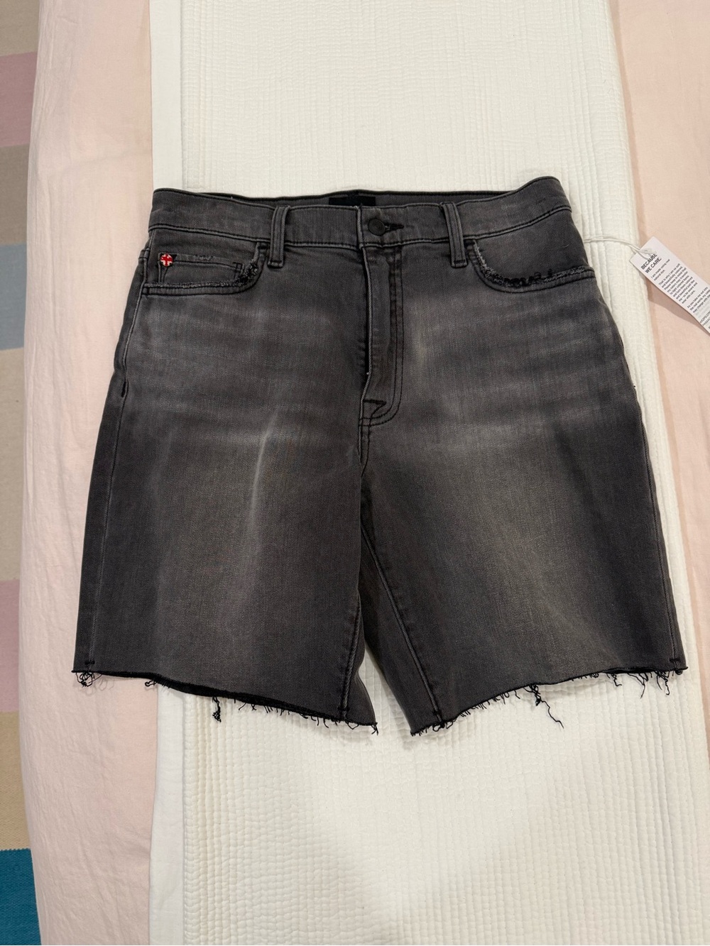 Hudson Jeans Black Raw-Hem Denim Shorts